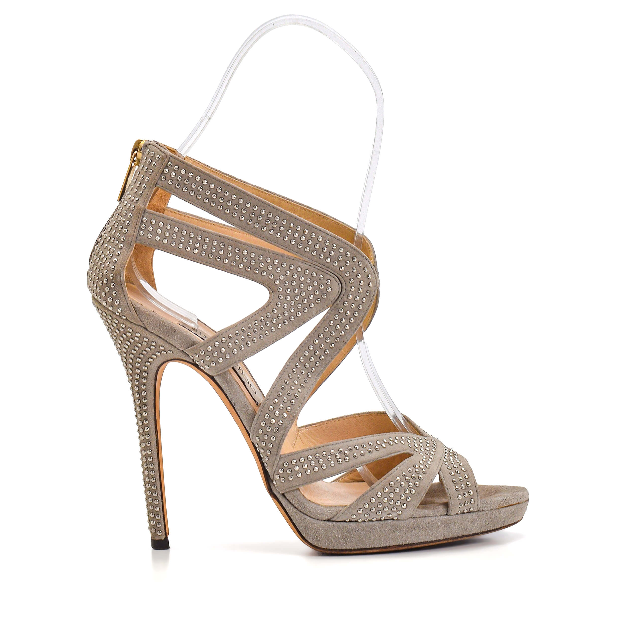 Jimmy Choo - Gray Banded Crystal Embroidered Pumps